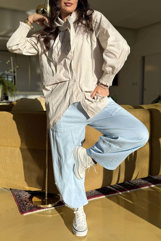 Gaberdine Shelby Barrel Pant Denim